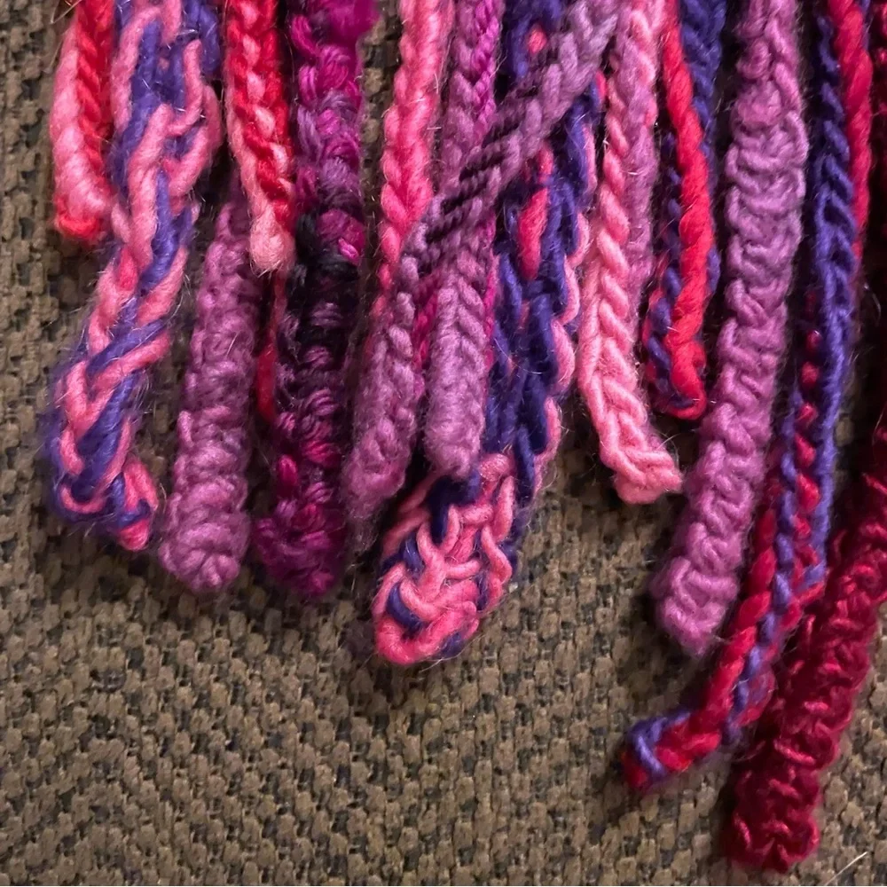 TWO Hair Falls Ponytails, Pink / Purple / Red, Wool